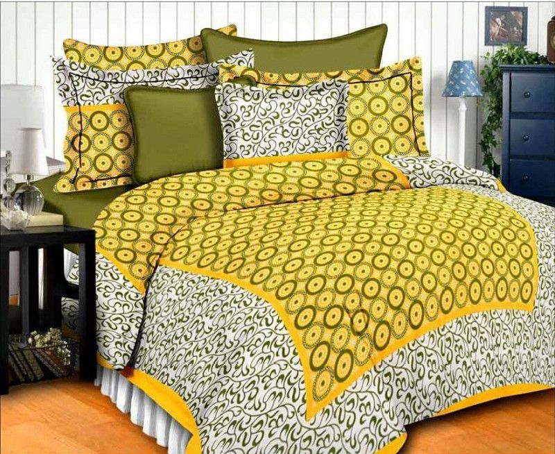 Zerron 300 TC Cotton Double Printed Flat Bedsheet  (Pack of 1, Multicolor)