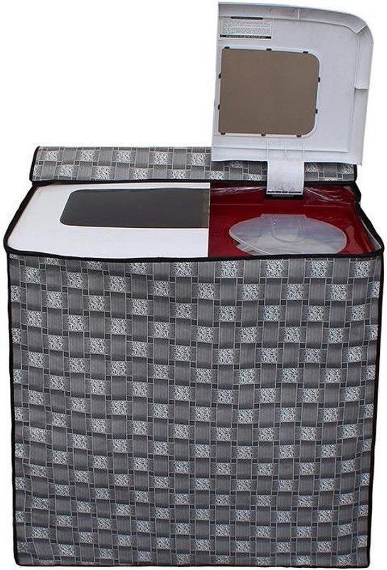 Stylista Semi-Automatic Washing Machine Cover  (Width: 89 cm, black, Grey)