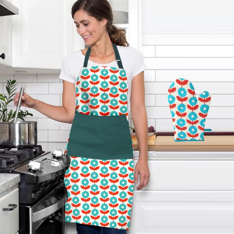 DECOTREE Blue Cotton Kitchen Linen Set  (Pack of 2)