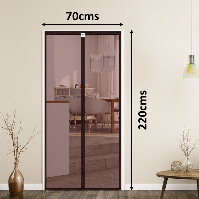 Lifekrafts Polyester Adults Washable Auto-Closing Magnetic Door Mosquito Net  (Brown-220*70cms, Frame Hung)