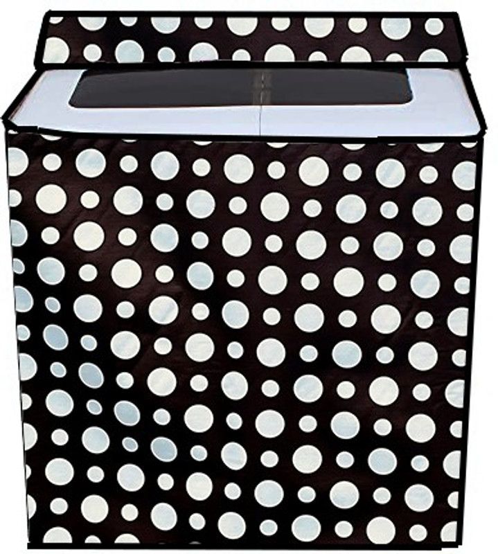 JM Homefurnishings Semi-Automatic Washing Machine Cover  (Width: 90 cm, Black, White)