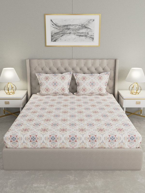 Raymond Home 104 TC Cotton Double Paisley Flat Bedsheet  (Pack of 1, Multicolor)