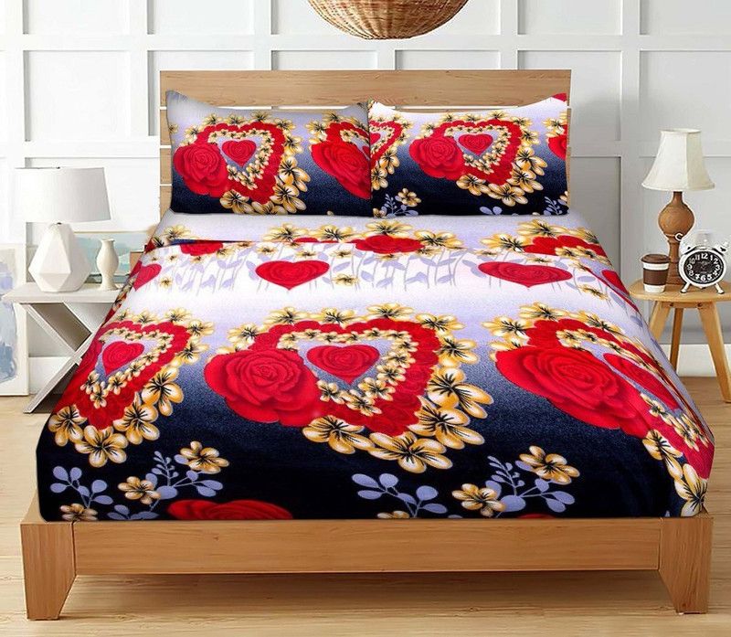 NANCY ART Polycotton Double Bed Cover  (Blue)