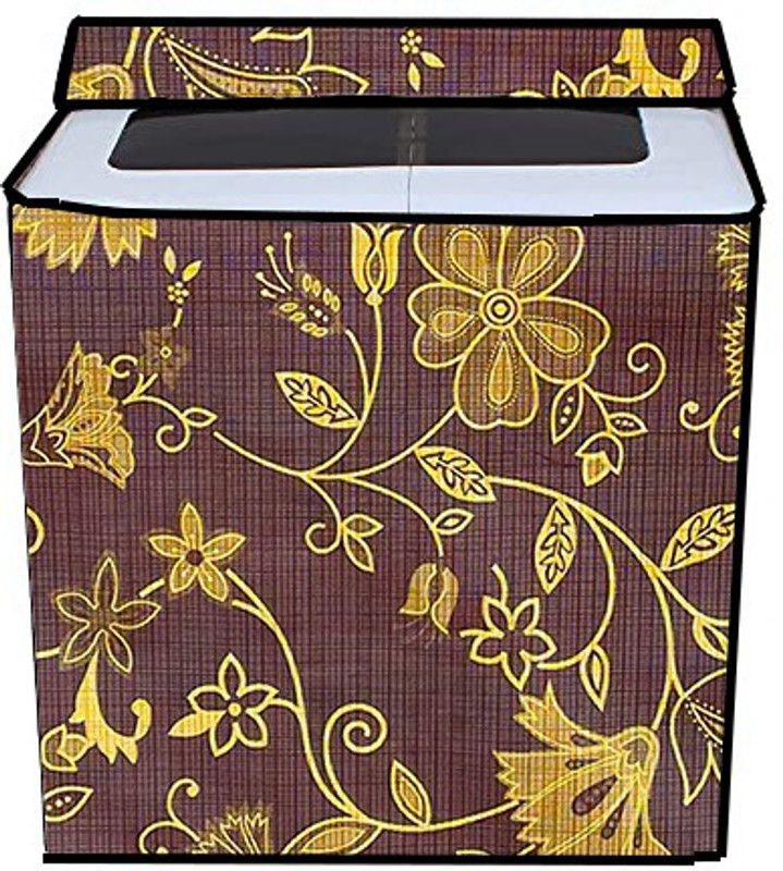 JM Homefurnishings Semi-Automatic Washing Machine Cover  (Width: 80 cm, Dark Brown, Gold)