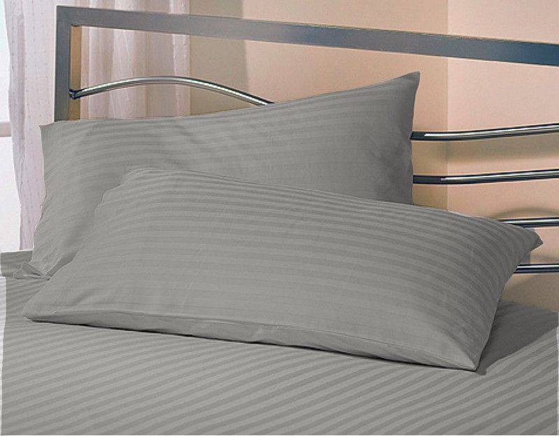 Jaipurlinen Polyester Fibre Stripes Sleeping Pillow Pack of 4  (Grey)