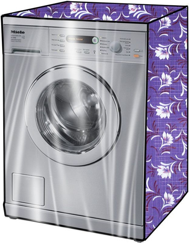 KVAR Front Loading Washing Machine Cover  (Width: 68 cm, White, Purple)