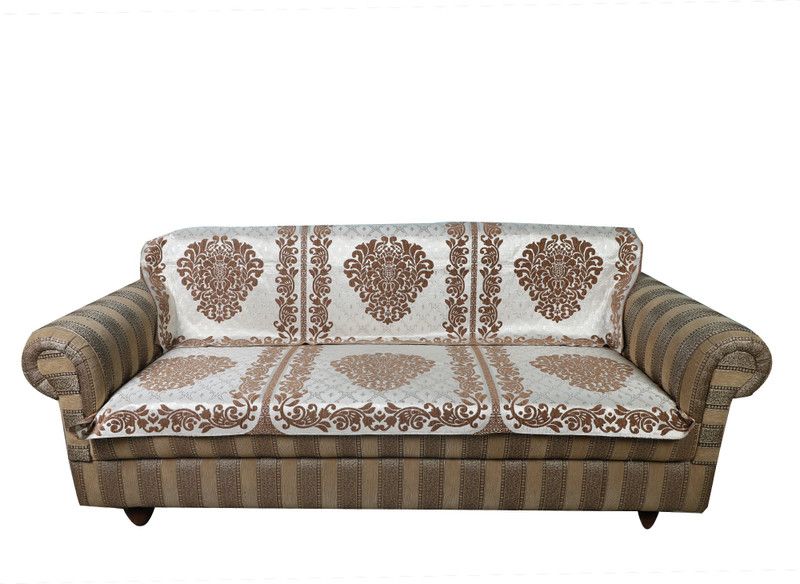 TANLOOMS Velvet Embroidered Sofa Cover  (Gold Pack of 2)