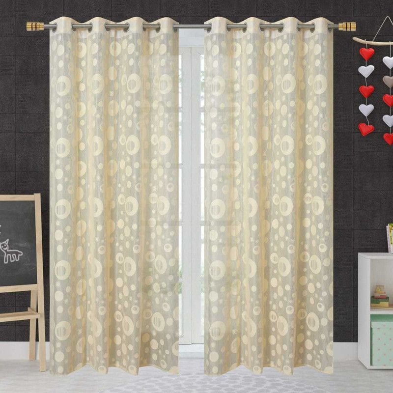 BK HOMZ 182 cm (6 ft) Net Semi Transparent Shower Curtain (Pack Of 2)  (Self Design, Cream)