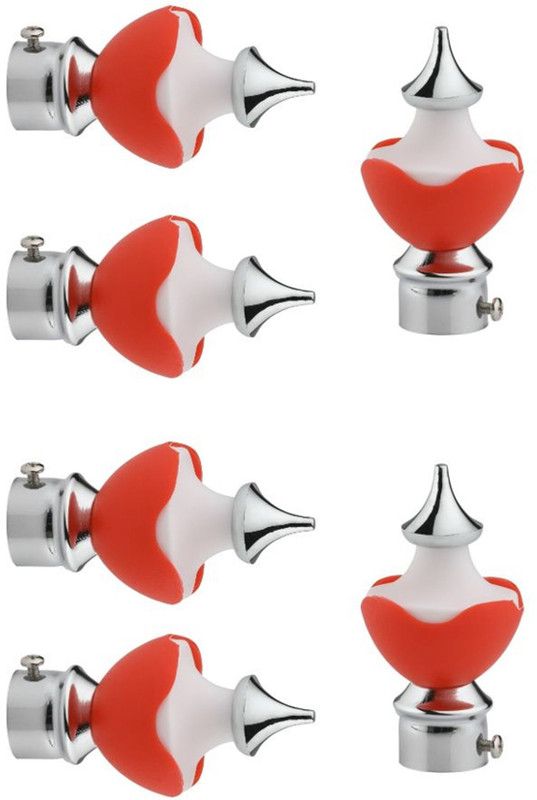 kazare Red, White Curtain Knobs Metal  (Pack of 6)
