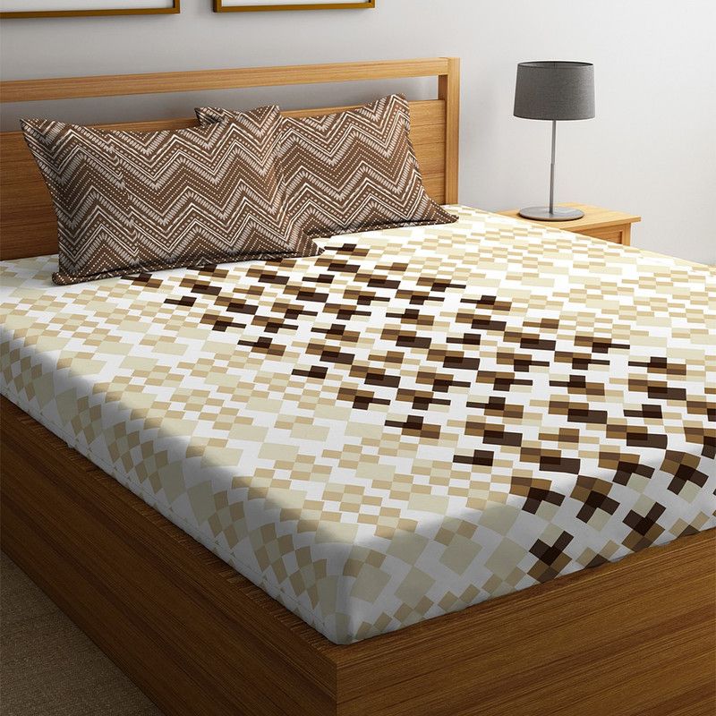 PORTICO NEW YORK 144 TC Cotton Queen Printed Flat Bedsheet  (Pack of 1, Multicolor)