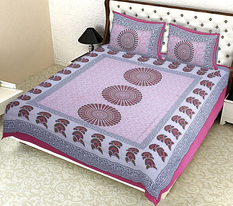 Padma Textile 1 TC Cotton Double Printed Flat Bedsheet  (Pack of 1, Multicolor)