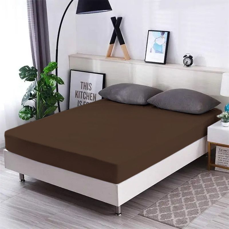 AVI Fitted Single Size Waterproof Mattress Cover  (Brown)