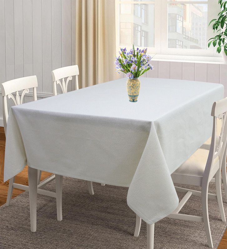 AIRWILL Solid 4 Seater Table Cover  (White, Green, Cotton)