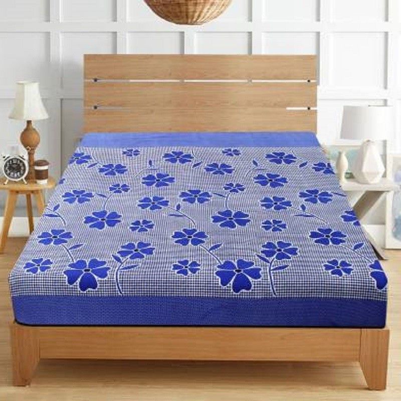 Supreme Home Collective 144 TC Microfiber Single Floral Flat Bedsheet  (Pack of 1, Blue)