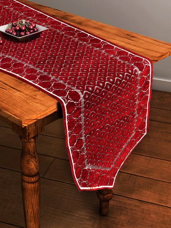 BELLA TRUE Maroon 182 cm Table Runner  (Cotton)
