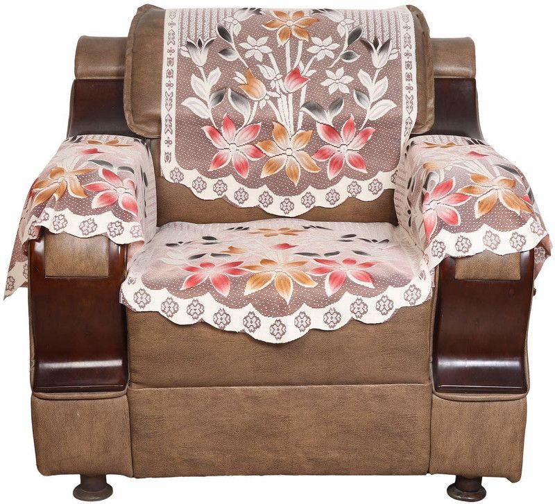Crafting Bear Polycotton Floral Chair Cover  (Brown Pack of 4)