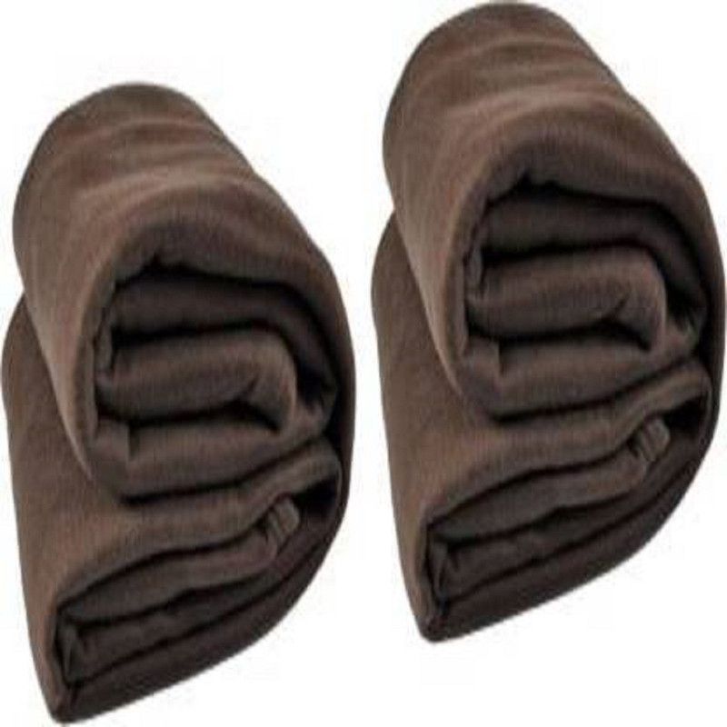 Comfytouch Solid Double Fleece Blanket for AC Room  (Polyester, Brown)