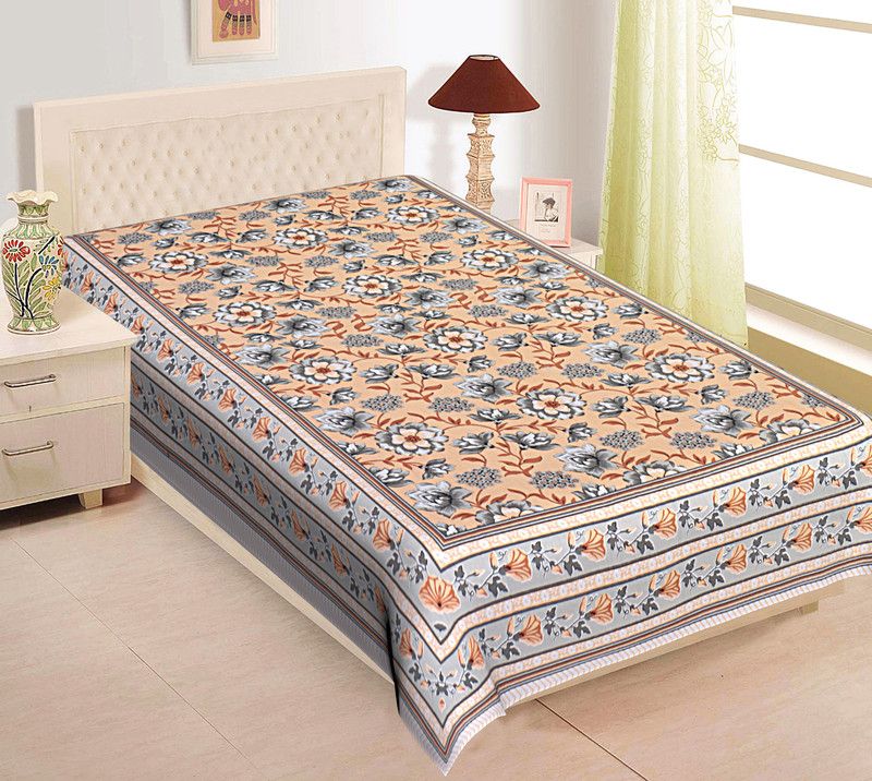 Go Texstylers 210 TC Cotton Single Jaipuri Prints Flat Bedsheet  (Pack of 1, Multicolor)