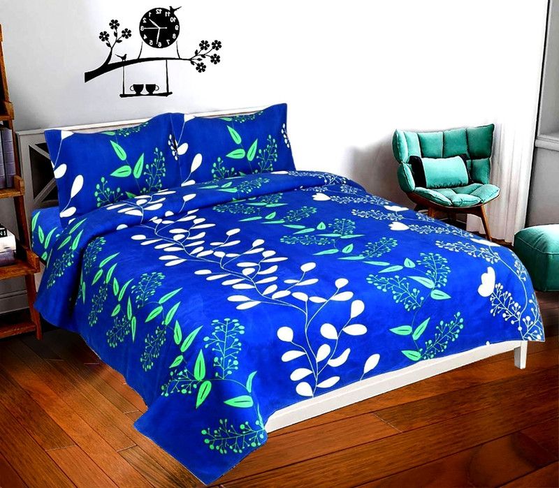 CECARO 144 TC Polycotton Double 3D Printed Flat Bedsheet  (Pack of 1, Multicolor13)