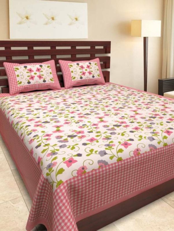 Adishi 160 TC Cotton Queen Floral Flat Bedsheet  (Pack of 1, Multi 41)