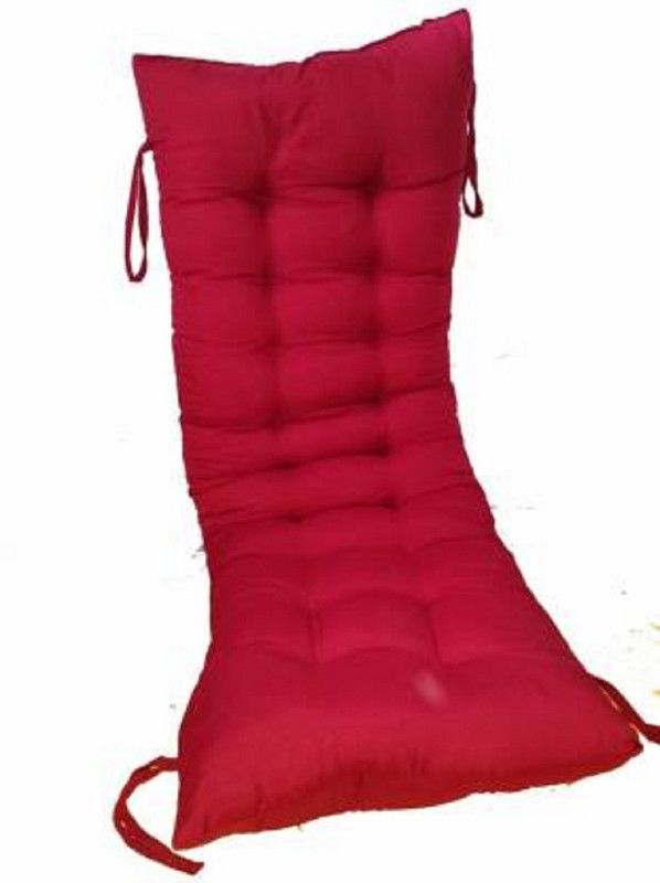 allfree Microfibre Solid Chair Pad Pack of 1  (Red)