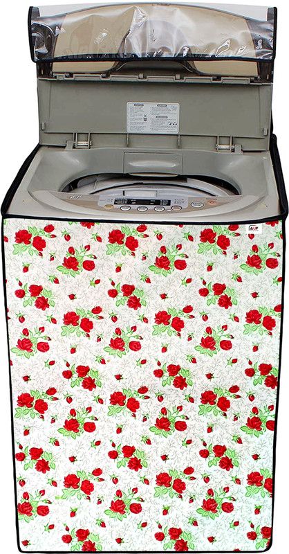 AAVYA UNIQUE FASHION Top Loading Washing Machine Cover  (Width: 60.96 cm, White,Red)