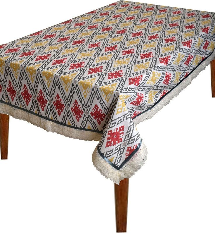 BILBERRY Furnishing By Preeti Grover Abstract 6 Seater Table Cover  (Red, Yellow, Cotton)