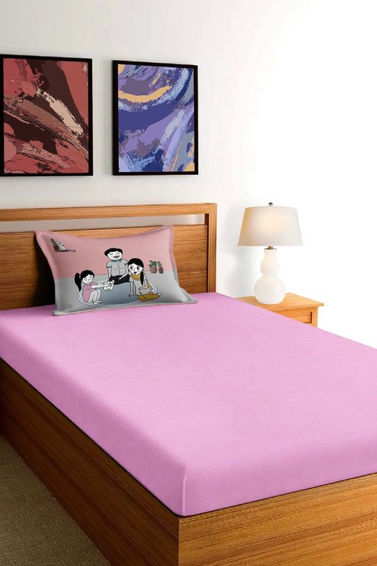 WMK 250 TC Cotton Single Solid Flat Bedsheet  (Pack of 1, LIGHT PINK PC23)