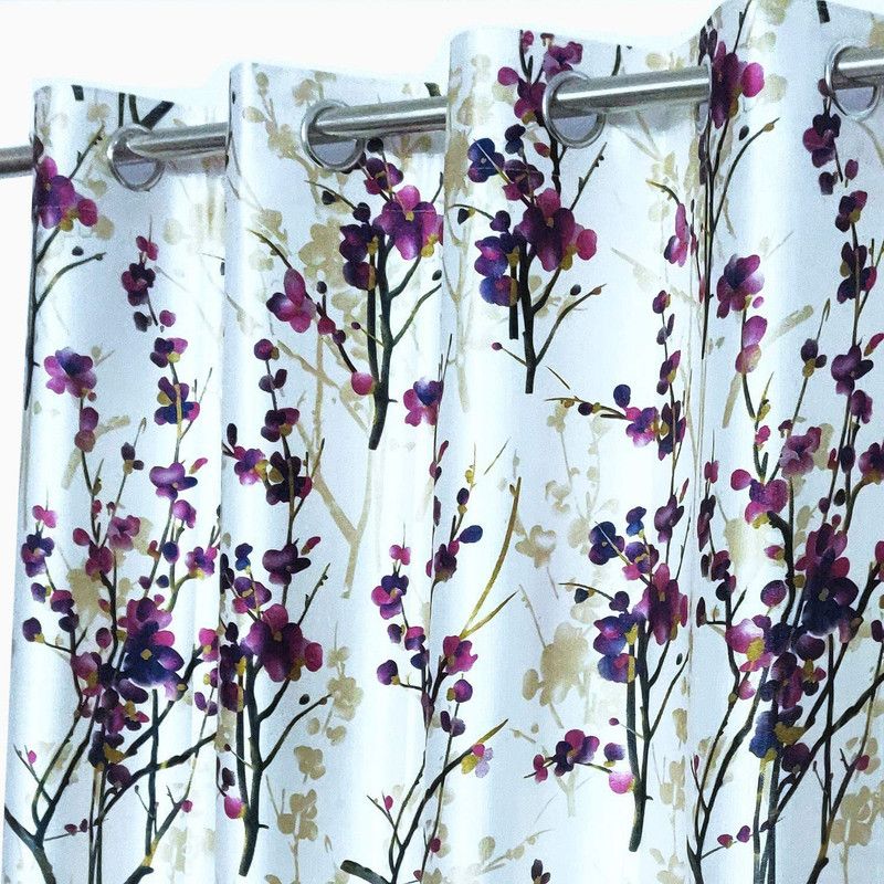 EXTRO 243 cm (8 ft) Polyester Room Darkening Door Curtain (Pack Of 2)  (Floral, Wine-1)