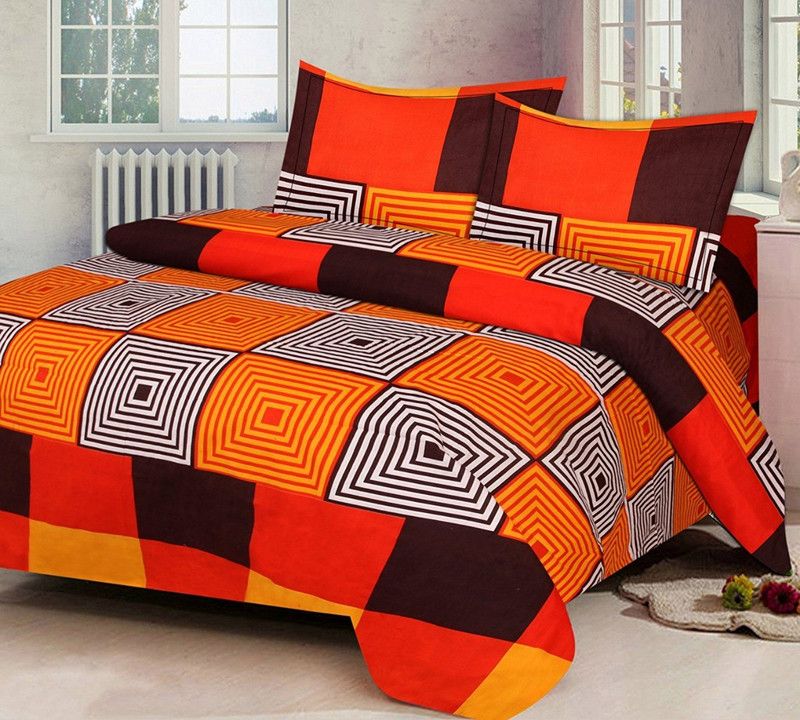 VHD 180 TC Polycotton Double 3D Printed Flat Bedsheet  (Pack of 1, Multicolor)