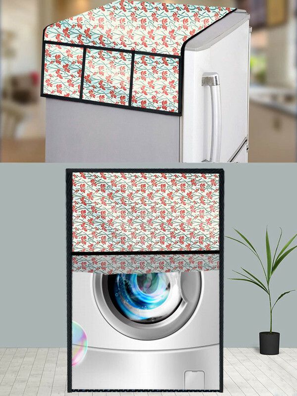 JM Homefurnishings Front Loading Washing Machine Cover  (Width: 66 cm, Orange, White)