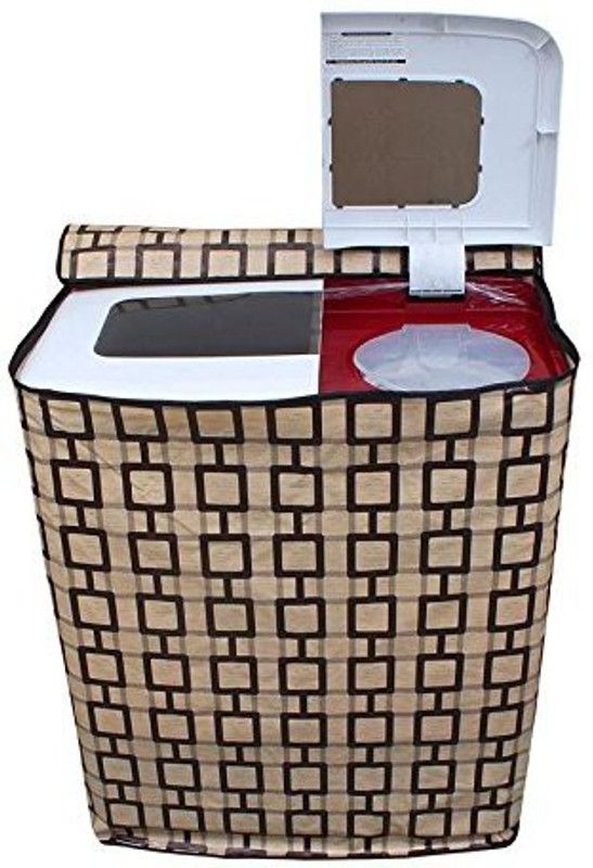 KingMatters Semi-Automatic Washing Machine Cover  (Width: 80 cm, Beige, Black)