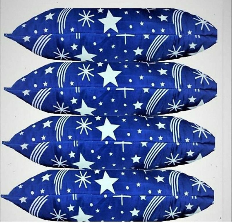 CREATIVEFASHION Polyester Fibre Geometric Sleeping Pillow Pack of 4  (Blue)