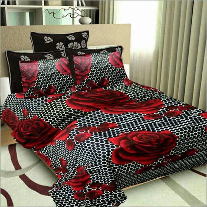 RASHMI CREATION 150 TC Cotton Double Polka Flat Bedsheet  (Pack of 1, Multicolor)