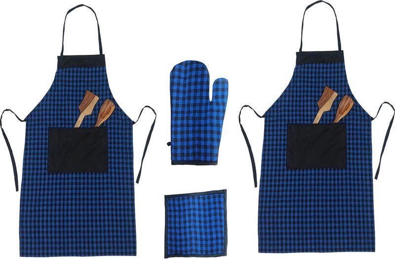 FAIRY HOME Blue, Black Cotton Kitchen Linen Set