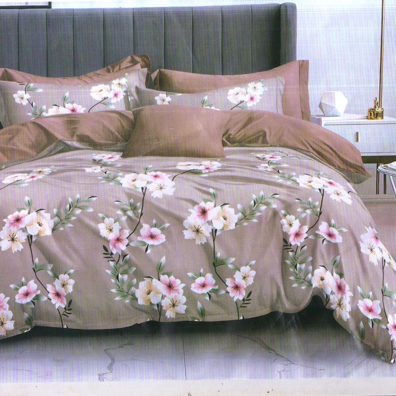 AGIDECOR 180 TC Cotton Double Floral Flat Bedsheet  (Pack of 1, Light Chocolate)