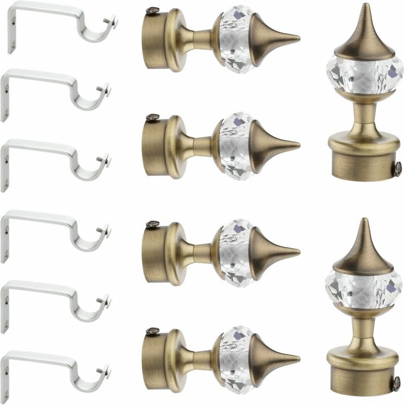 GRIVAN Gold Rod Rail Bracket, Curtain Hooks, Curtain Knobs, Curtain Rods Metal  (Pack of 6)