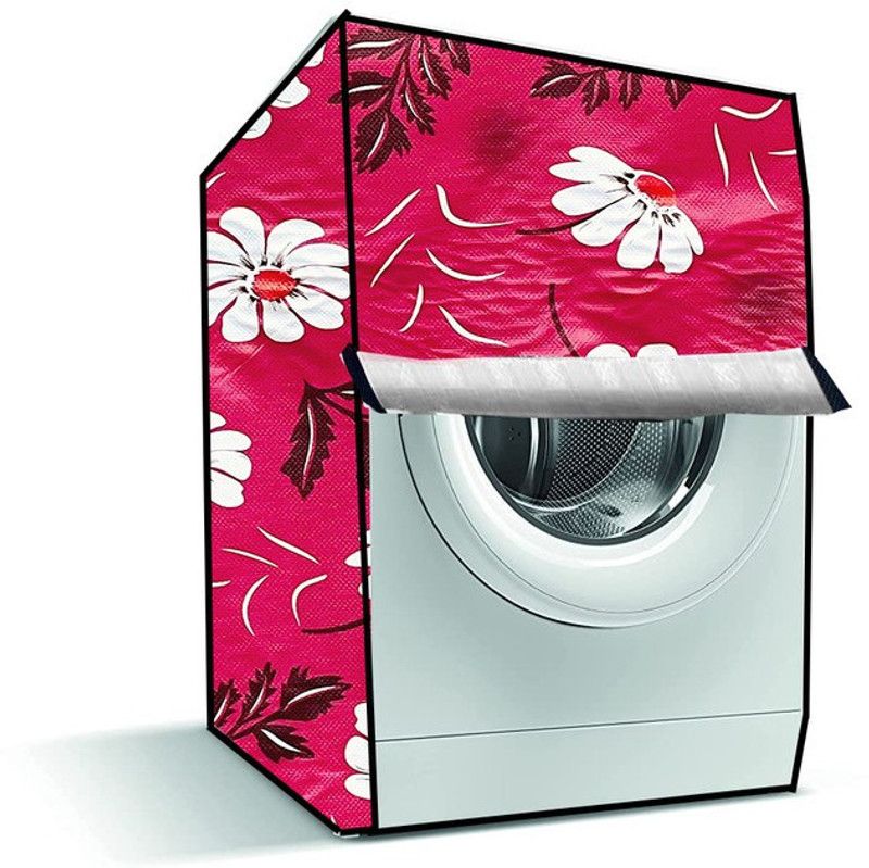 Delideal Front Loading Washing Machine Cover  (Width: 62 cm, Pink, White)