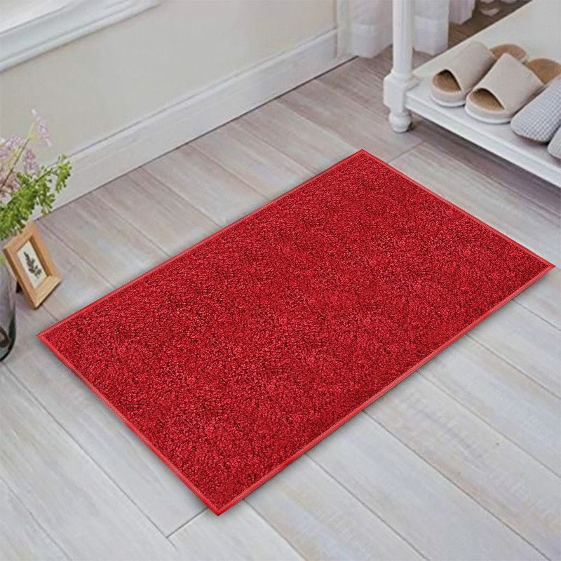 STATUS Microfiber Bathroom Mat  (Red, Medium)