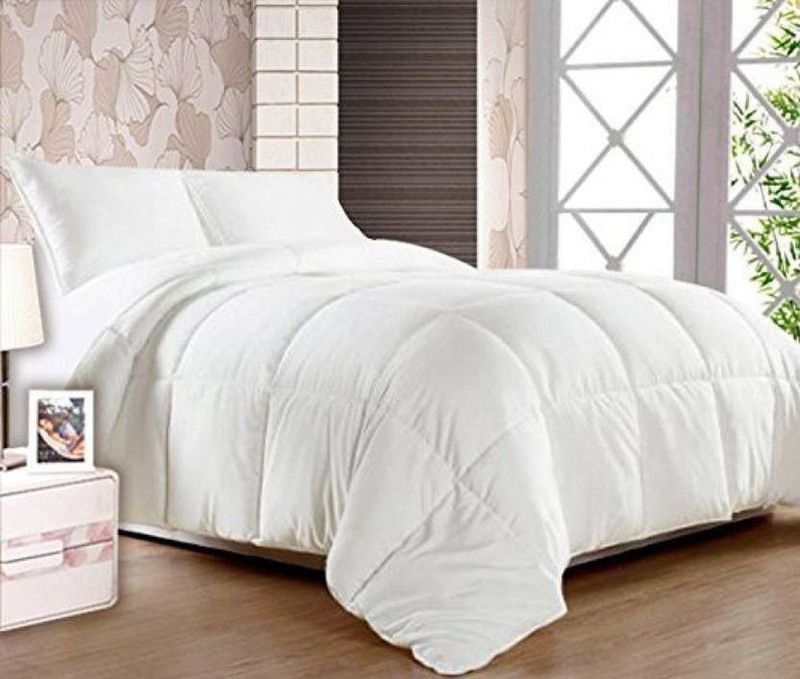 Jaipurlinen Solid Single Duvet for Heavy Winter  (Polyester, White)