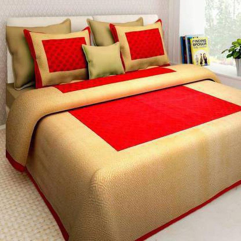 144 TC Cotton Double Solid Bedsheet  (Pack of 1, Red)