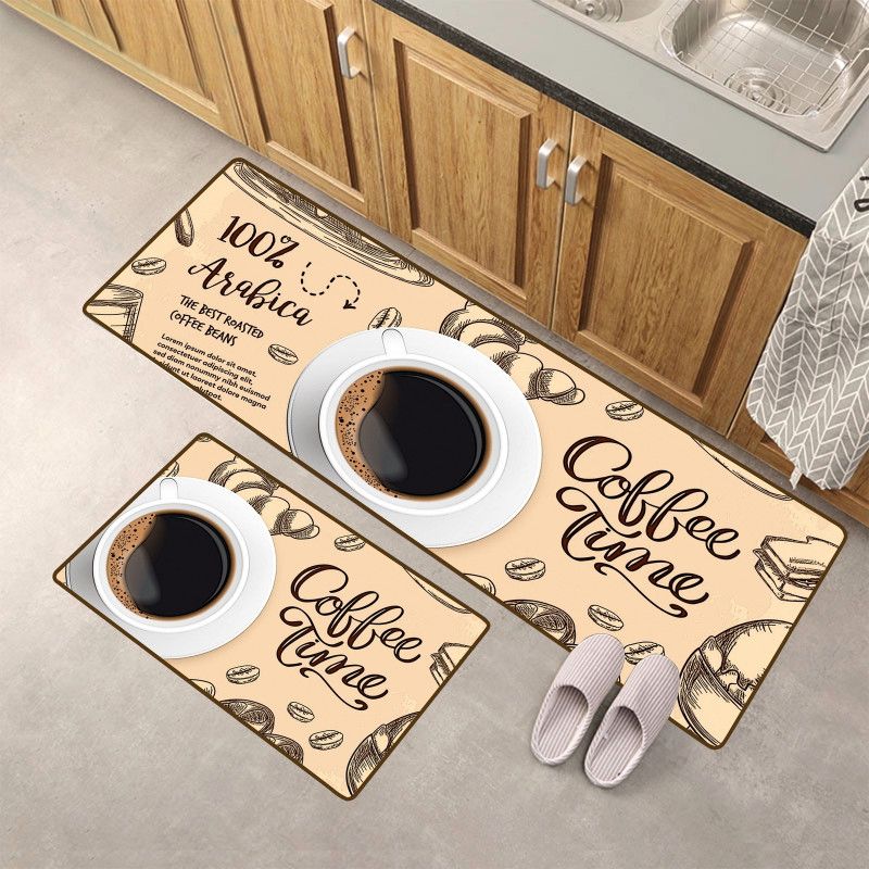 kitchDeco Microfiber Floor Mat  (Coffee Time, Medium)