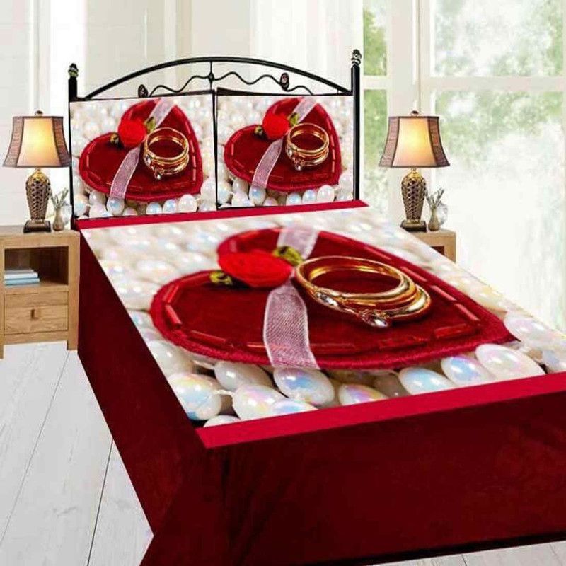 BETRCOM 140 TC Polyester Queen Floral Flat Bedsheet  (Pack of 1, Maroon)