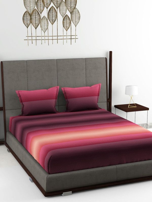 Bianca 180 TC Cotton King Checkered Flat Bedsheet  (Pack of 1, MAROON/PINK)