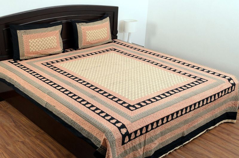 SheetKart 120 TC Cotton Double Abstract Flat Bedsheet  (Pack of 1, Pitch Black)