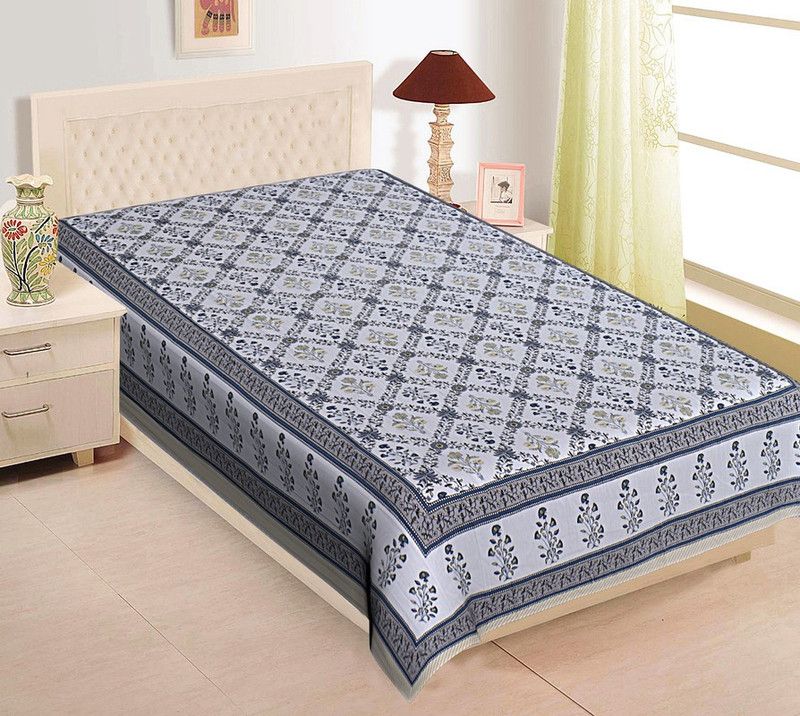 GRUSH 210 TC Cotton Single Floral Flat Bedsheet  (Pack of 1, Multicolor D)
