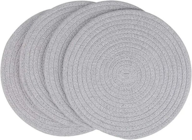 vnm home Round Pack of 2 Table Placemat  (Grey, Cotton)