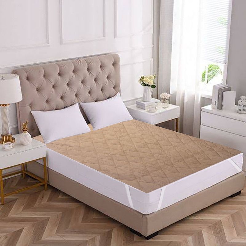 RRC Elastic Strap Queen Size Waterproof Mattress Cover  (Beige)