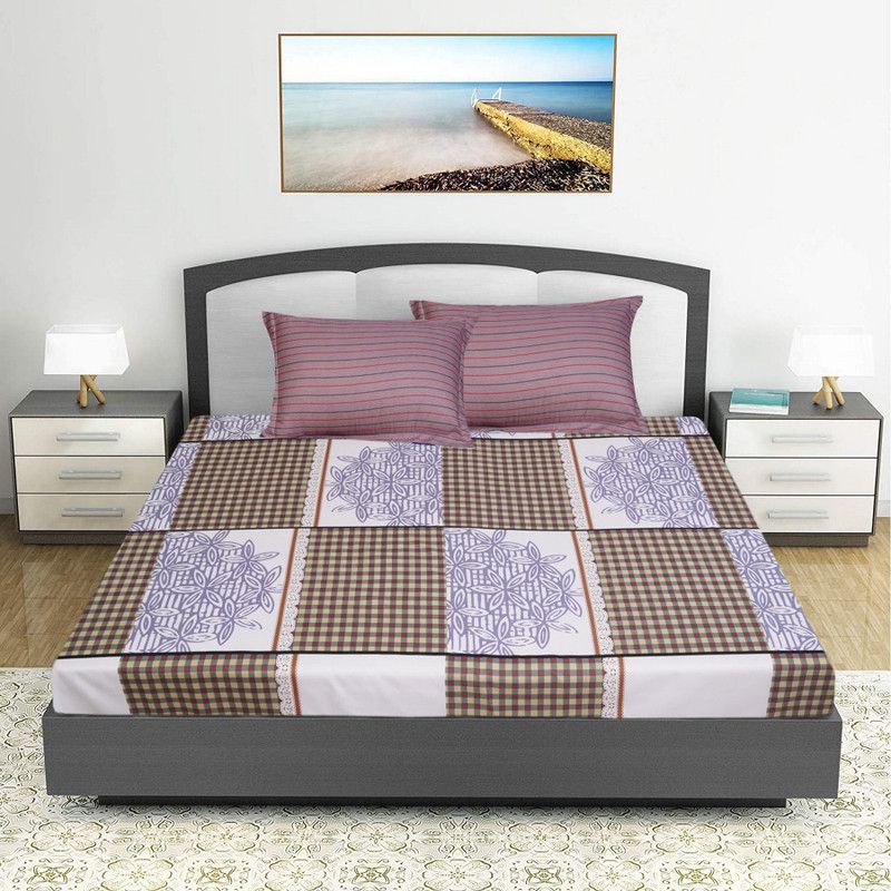 titlis 280 TC Polycotton Double Checkered Flat Bedsheet  (Pack of 1, Multicolor)