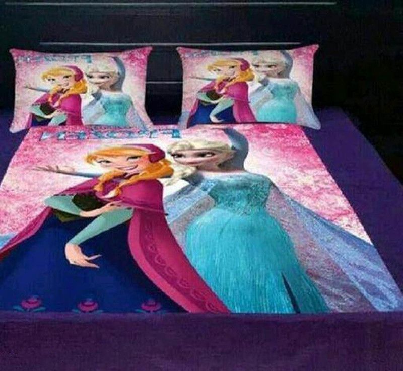 A R Creations 150 TC Velvet Double Cartoon Flat Bedsheet  (Pack of 1, Multicolor)
